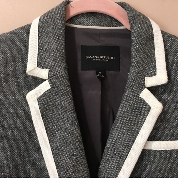 BANANA REPUBLIC Women’s 6 Tailored Blazer Jacket Grey Preppy Academia - Picture 3 of 11